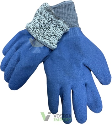 Перчатки теплые серые, черный/синий облив с мех -35 №77А /300 от компании Востокимпорт