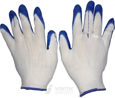Перчатки белые синяя ладошка красн. кайма №21 /10 /720 от компании Востокимпорт