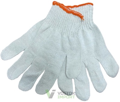 Перчатки х/б белые, оранж кайма, 25 гр/пара /12 /780 от компании Востокимпорт